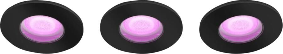 Philips Hue Xamento badkamerinbouwspot wit en gekleurd licht 3-pack zwart rond