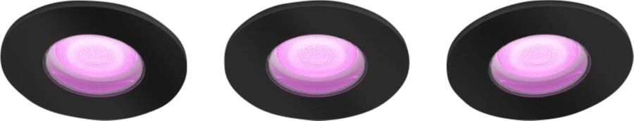 Philips Hue Xamento badkamerinbouwspot wit en gekleurd licht 3-pack zwart rond