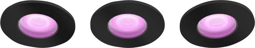Philips Hue Xamento badkamerinbouwspot wit en gekleurd licht 3-pack zwart rond