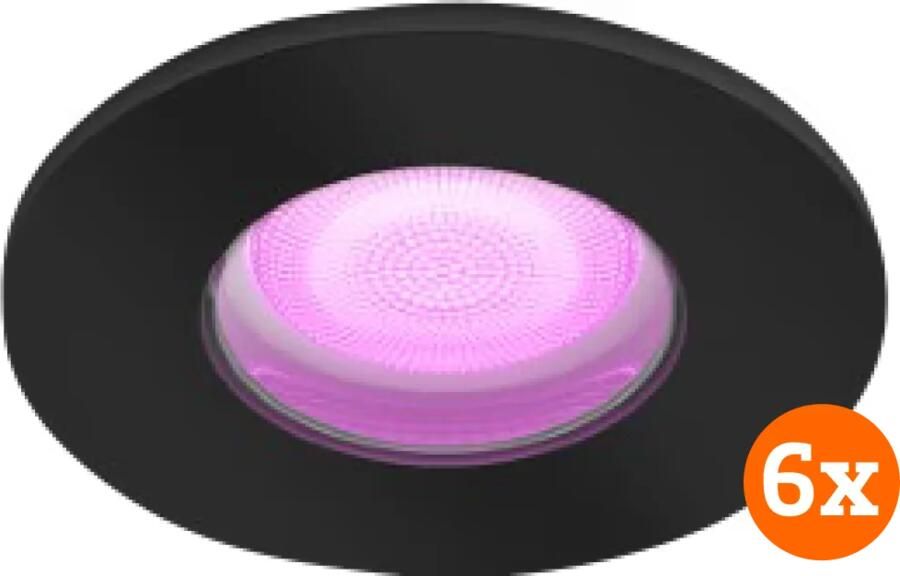 Philips Hue Xamento badkamer inbouwspot White and Color Zwart Rond 6-pack
