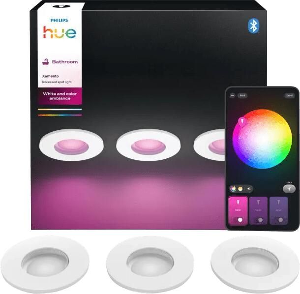 Philips Hue Xamento badkamerinbouwspot White and Color Wit 3-pack