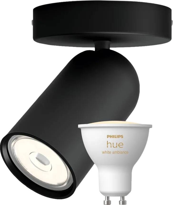 Philips Hue Philips Pongee opbouwspot 1 spot zwart + White Ambiance GU10
