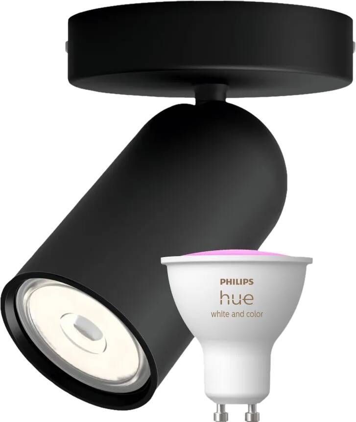 Philips Hue Philips Pongee opbouwspot 1 spot zwart + White and Color GU10