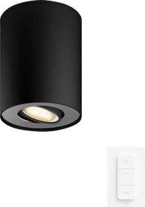 Philips Hue Pillar opbouwspot warm tot koelwit licht 1-spot zwart 1 dimmer switch