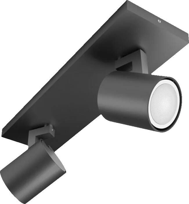 Philips Hue Runner opbouwspot warm- tot koelwit licht 2 spots- zwart 1 dimmer switch GU10