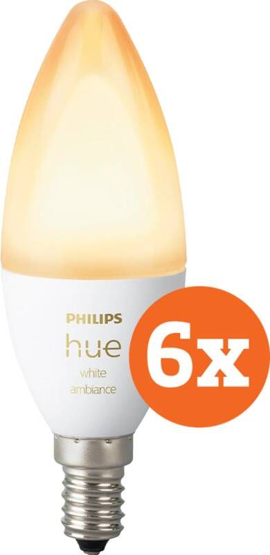 Philips Hue White Ambiance E14 6-Pack