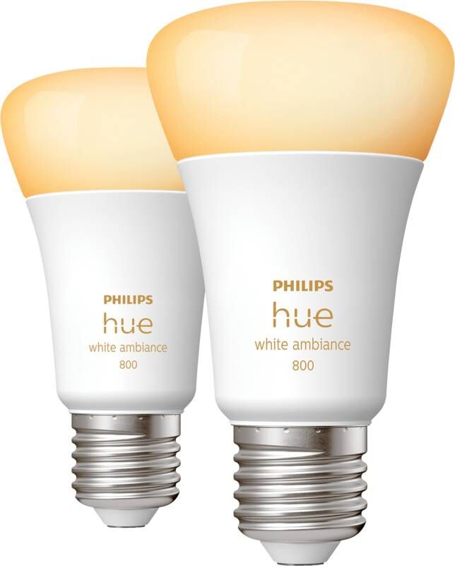 Philips Hue White Ambiance E27 slimme LED-lampen Bluetooth compatibel Pak van 2