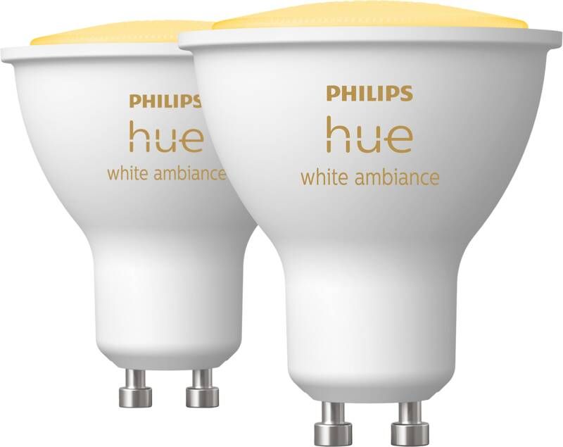 Philips Hue Slimme Lichtbron GU10 Duopack warm tot koelwit licht 5W Bluetooth 2 Stuks