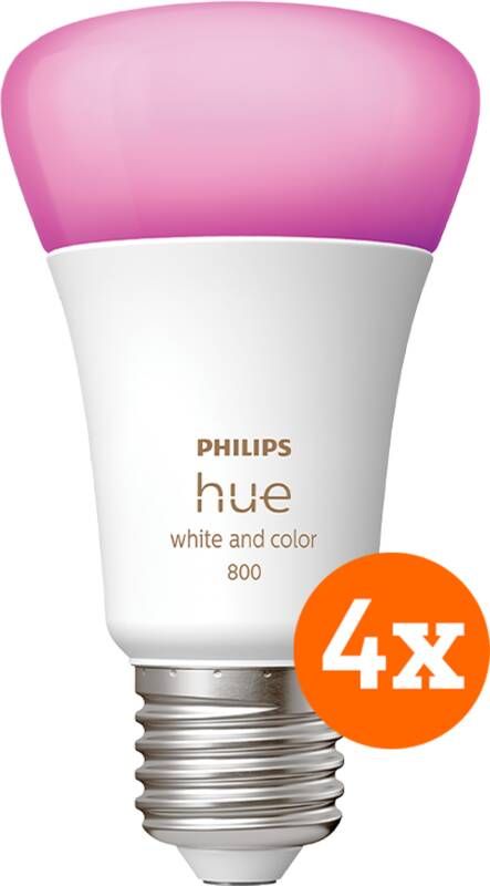 Philips Hue White and Color E27 800lm 4-Pack