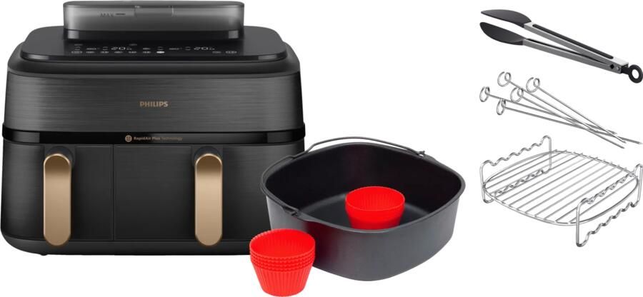 Philips 5000 Series Dual Basket NA552 00 + Dubbellaagse kookset + Bakmeesterset