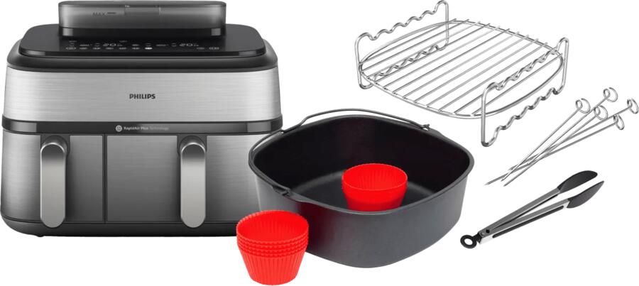 Philips 5000 Series Dual Basket NA555 00 + Dubbellaagse kookset + Bakmeesterset