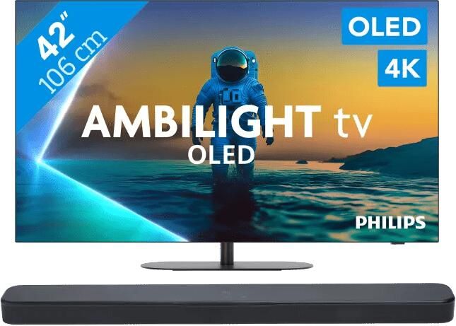 Philips Ambilight 42'' OLED810 4K (2025) + JBL Bar 300 M2 Zwart