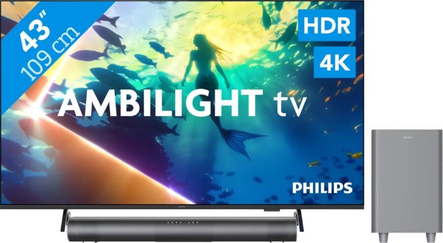 Philips Ambilight 43" PUS8000 4K (2025) + TAB6100