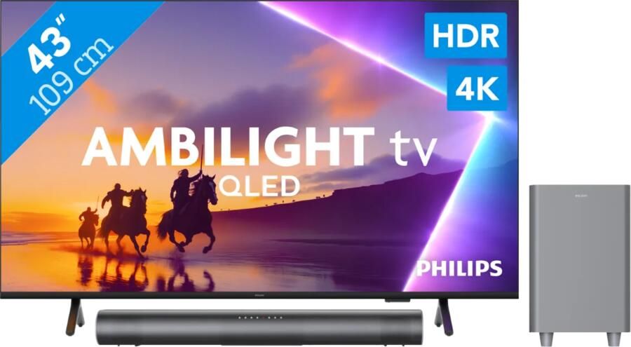 Philips Ambilight 43'' PUS8500 QLED 4K (2025) + TAB6100
