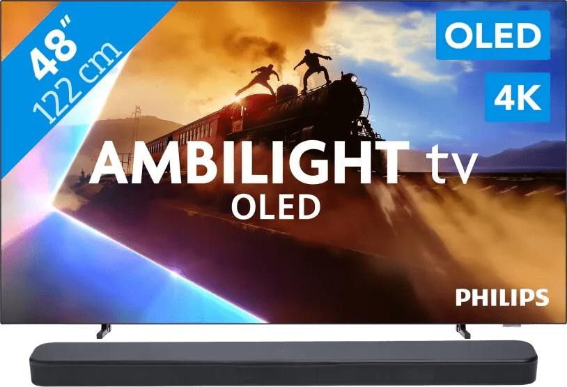 Philips Ambilight 48'' OLED760 4K (2025) + JBL Bar 300 MK2 Zwart