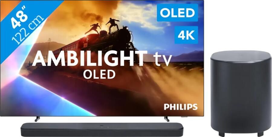 Philips Ambilight 48'' OLED760 4K (2025) + JBL Bar 500 M2 Zwart