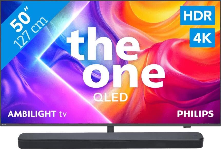 Philips Ambilight 50" PUS9000 QLED 4K (2025) + JBL Bar 300 MK2 Zwart