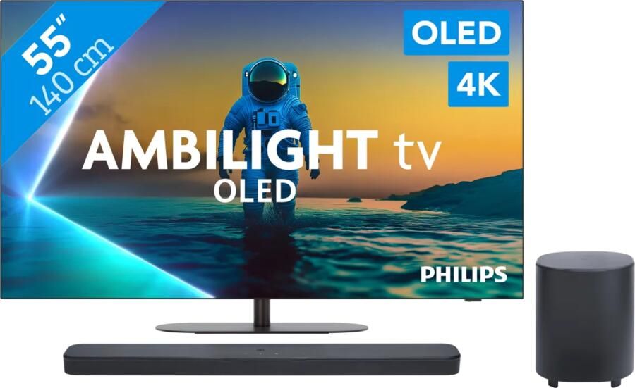 Philips Ambilight 55'' OLED810 4K (2025) + JBL Bar 500 M2 Zwart