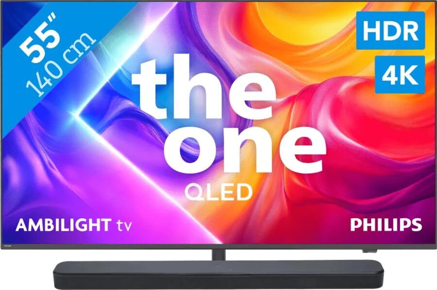 Philips Ambilight 55" PUS9000 QLED 4K (2025) + JBL Bar 300 MK2 Zwart