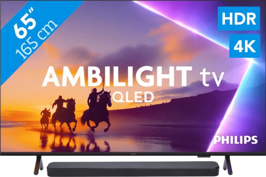 Philips Ambilight 65" PUS8500 QLED 4K (2025) + JBL Bar 300 MK2 Zwart