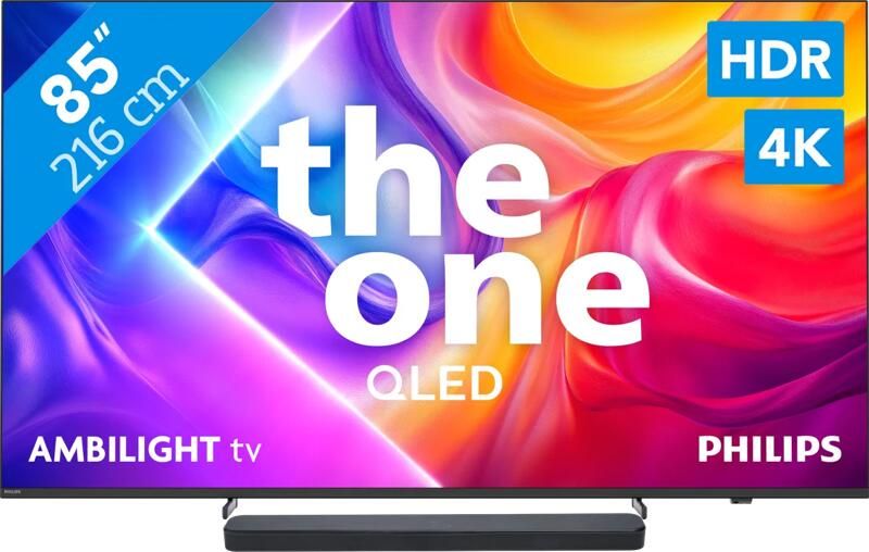 Philips Ambilight 85" PUS9000 QLED 4K (2025) + JBL Bar 300 M2 Zwart