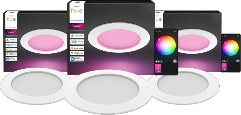 Philips Hue Inbouwspot Slim 3-Pack White and Color 170mm Wit