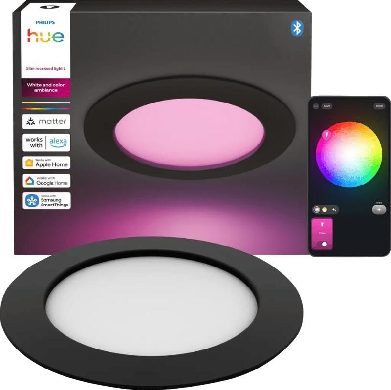 Philips Hue Inbouwspot Slim White and Color 170mm Zwart