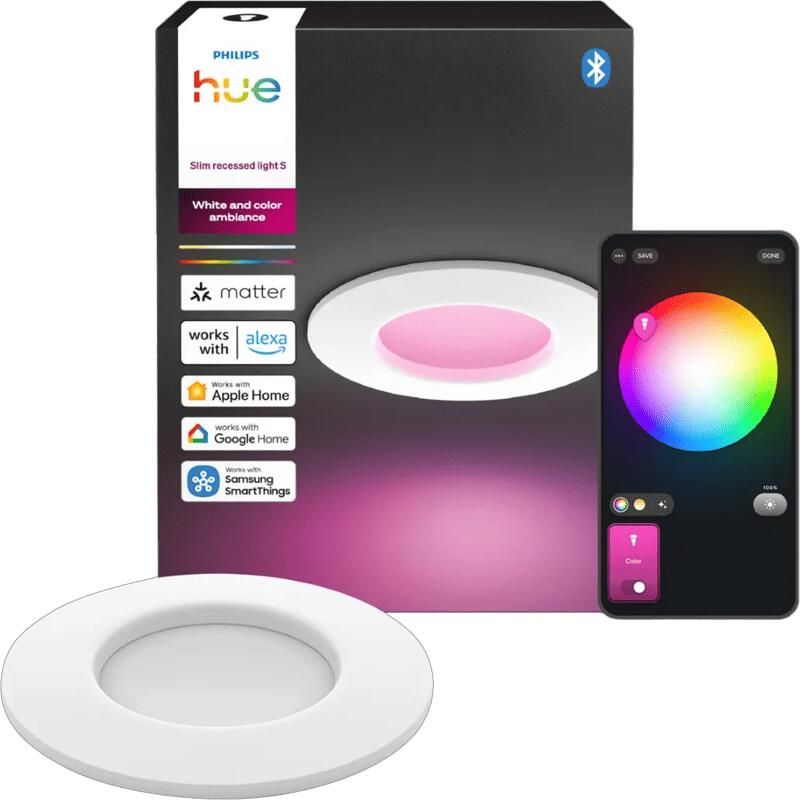 Philips Hue Inbouwspot Slim White and Color 90mm Wit