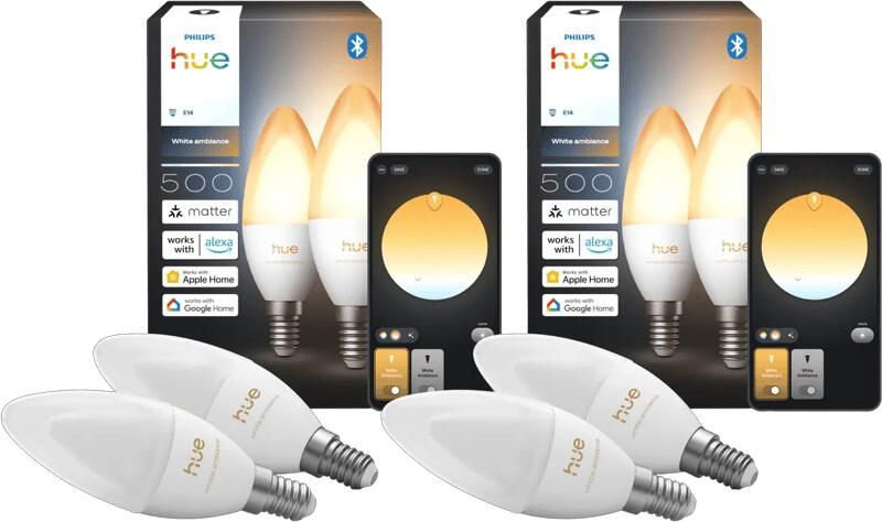 Philips Hue Kaarslamp White Ambiance E14 4-Pack