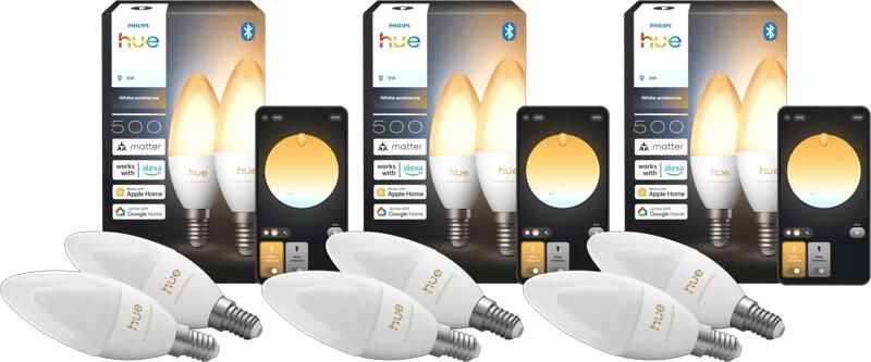 Philips Hue Kaarslamp White Ambiance E14 6-Pack