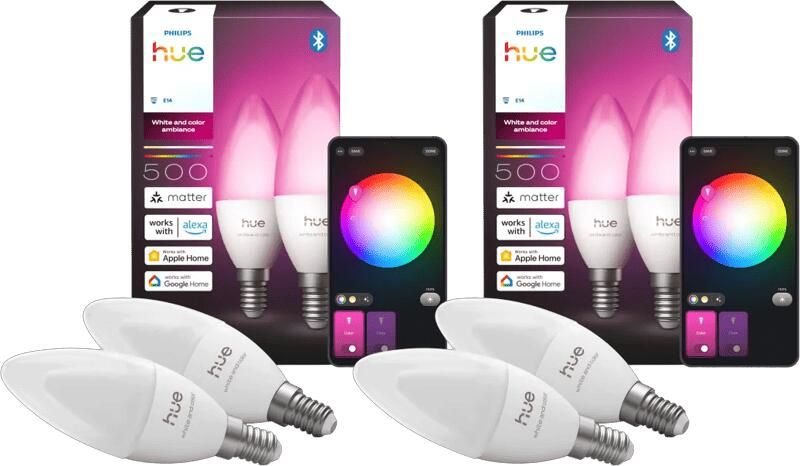 Philips Hue Kaarslamp White and Color E14 4-Pack