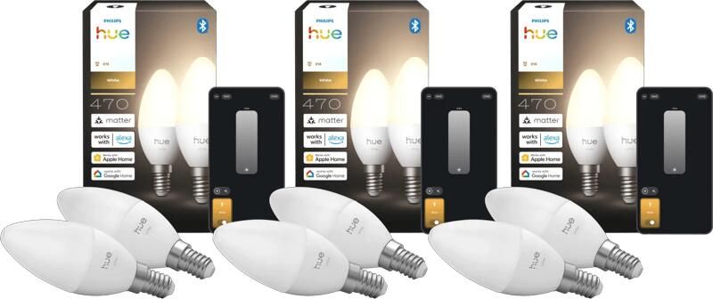 Philips Hue Kaarslamp White E14 6-Pack