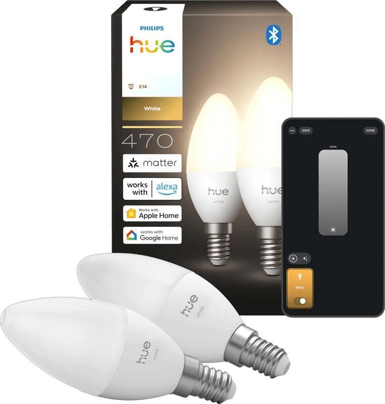 Philips Hue Kaarslamp White E14 Duo Pack