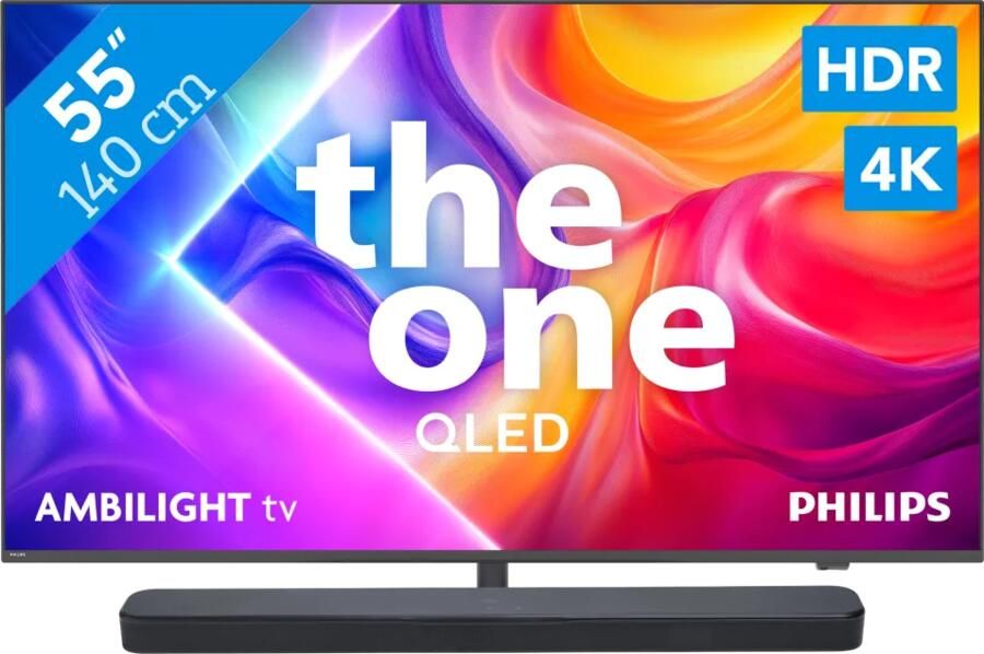 Philips Ambilight 55" PUS9000 QLED 4K (2025) + JBL Bar 300 M2 Zwart
