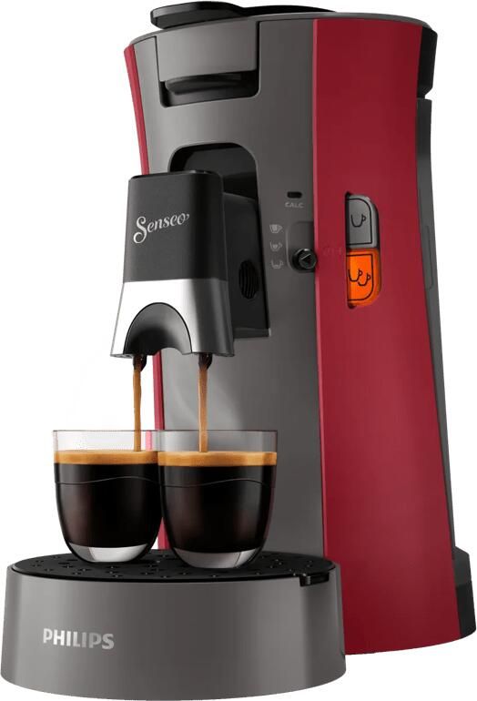Philips Senseo Select CSA230 90 Koffiepadmachine voor max 2 Kopjes Koffie Exclusief Koffiepads Dieprood Kasjmiergrijs