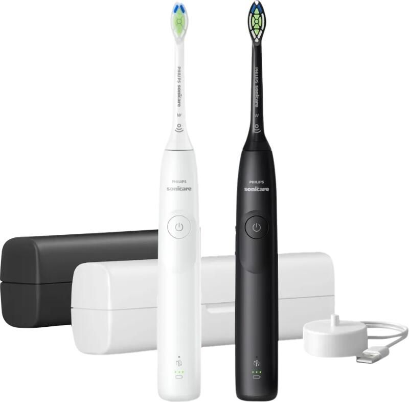 Philips Sonicare 5300 Series Elektrische Tandenborstels Wit & Zwart Duopack- 2 reisetuis Wittere tanden HX7109 01