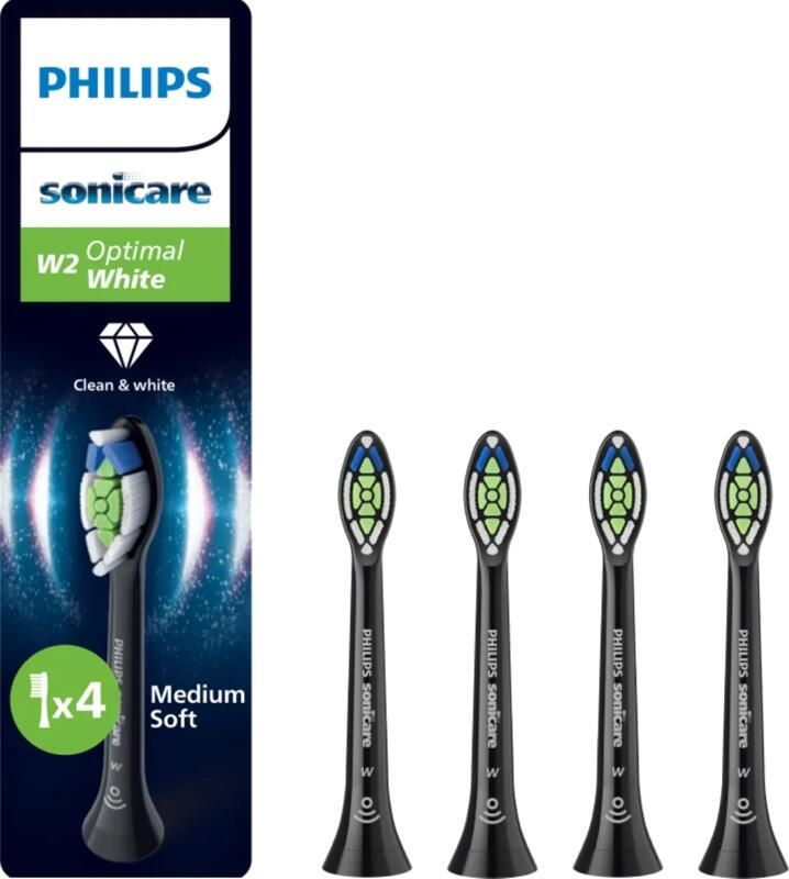 Philips Sonicare Optimal White – Opzetborstels voor Elektrische Tandenborstel – Zwart – Verpakking van 4 HX6064 88