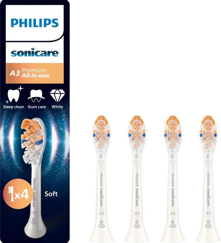 Philips Sonicare Premium All-in-One – Opzetborstels voor Elektrische Tandenborstel – Wit – Verpakking van 4 HX9094 87