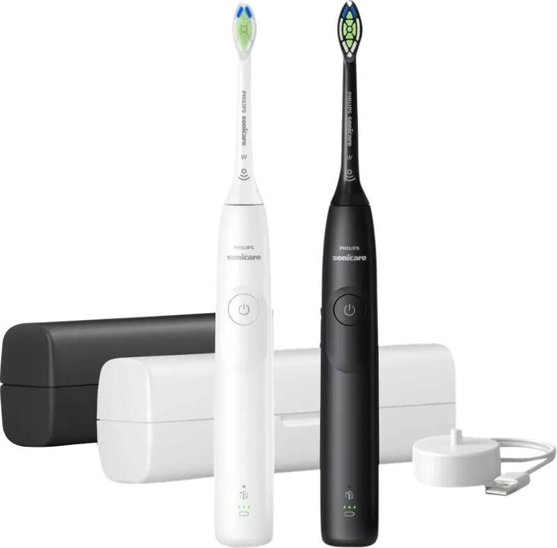 Philips Sonicare 5300 Series Elektrische Tandenborstels Wit & Zwart Duopack- 2 reisetuis Wittere tanden HX7109 01