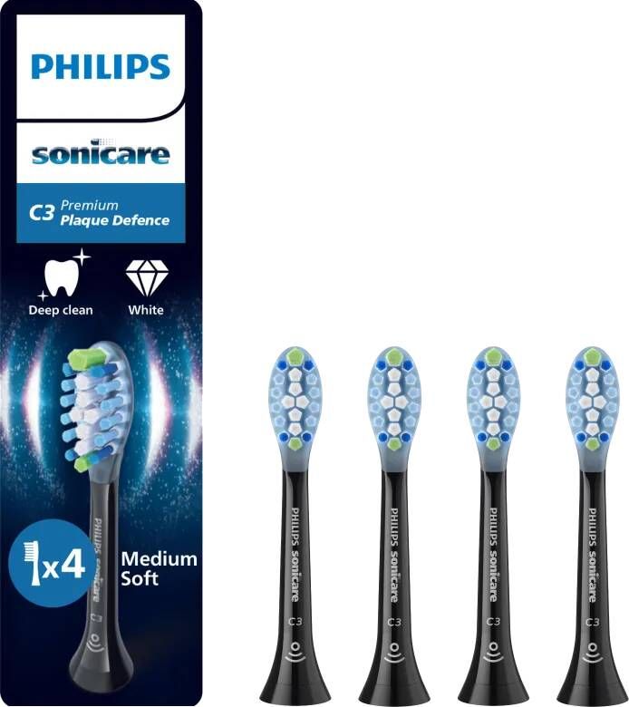 Philips Sonicare Premium Plaque Defense HX9044 88 Zwart (4 stuks)