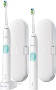 Philips Sonicare Ultrasone tandenborstel HX6807 35 ProtectiveClean 4300 ultrasone tandenborstel met clean-poetsprogramma inclusief 2 reistasje & oplader (set)