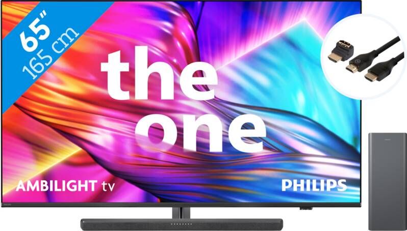 Philips The One 65PUS8909 Ambilight (2024) + Soundbar + Hdmi kabel