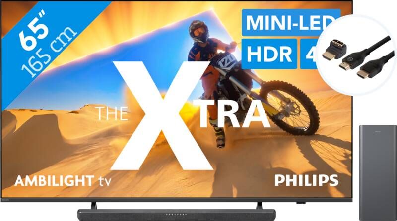 Philips The Xtra 65PML9009 QD Miniled (2024) + Soundbar + Hdmi kabel