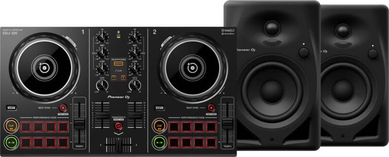 Pioneer DJ DDJ-200 + DJ DM-40D Zwart