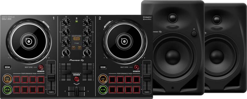 Pioneer DJ DDJ-200 + DJ DM-50D-BT Zwart