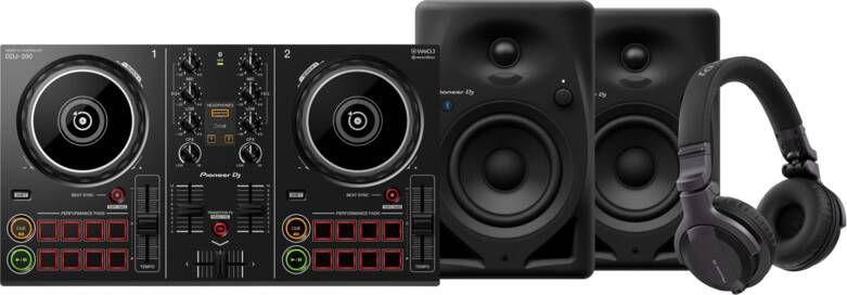 Pioneer DJ DDJ-200 + DJ HDJ-CUE1 + DJ DM-40D-BT Zwart