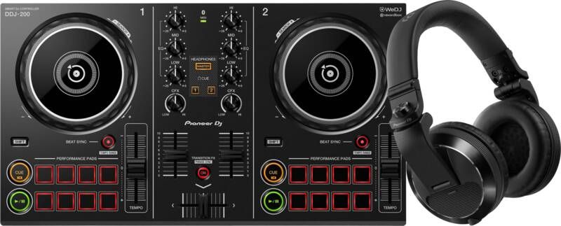 Pioneer DJ DDJ-200 + DJ HDJ-X7 Zwart