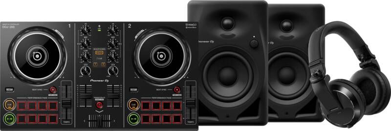 Pioneer DJ DDJ-200 + DJ HDJ-X7 Zwart + DJ DM-40D Zwart