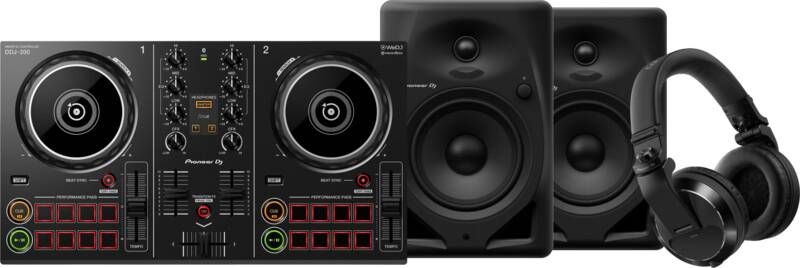 Pioneer DJ DDJ-200 + DJ HDJ-X7 Zwart + DJ DM-50D Zwart