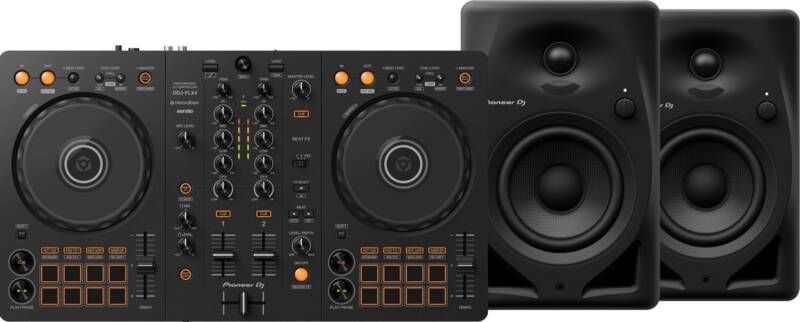 Pioneer DJ DDJ-FLX4 + DJ DM-40D Zwart